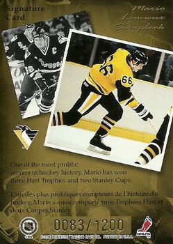 1996-97 Donruss Canadian Ice - Mario Lemieux Scrapbook Autograph #NNO Mario Lemieux Back