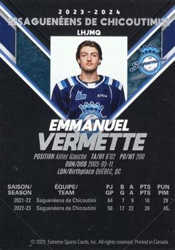 2023-24 Extreme Chicoutimi Sagueneens (QMJHL) #NNO Emmanuel Vermette Back