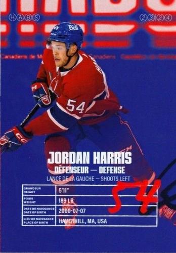 2023-24 Montreal Canadiens #NNO Jordan Harris Back