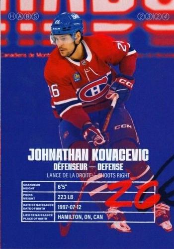 2023-24 Montreal Canadiens #NNO Jonathan Kovacevic Back