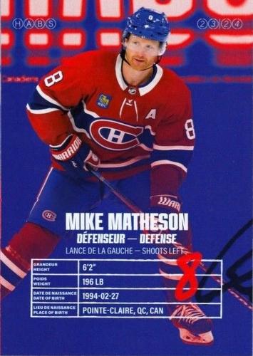 2023-24 Montreal Canadiens #NNO Mike Matheson Back