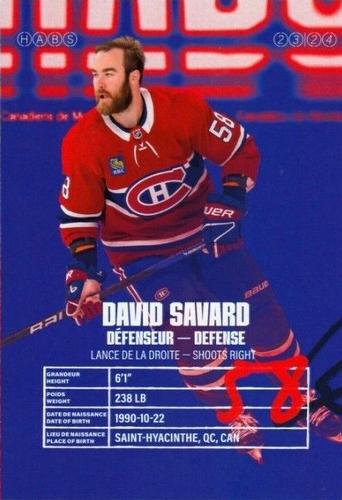 2023-24 Montreal Canadiens #NNO David Savard Back