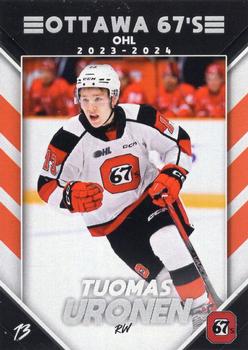 2023-24 Extreme Ottawa 67's (OHL) #NNO Tuomas Uronen Front