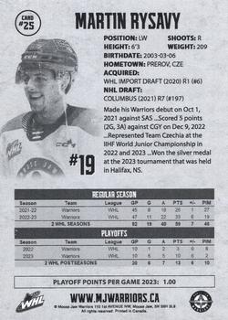 2023-24 Moose Jaw Warriors (WHL) #25 Martin Rysavy Back