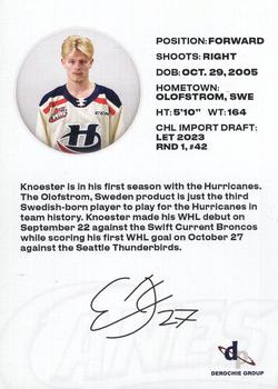 2023-24 Lethbridge Hurricanes (WHL) #NNO Elias Knoester Back