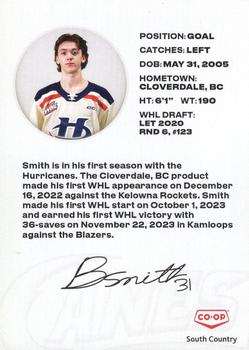 2023-24 Lethbridge Hurricanes (WHL) #NNO Brady Smith Back