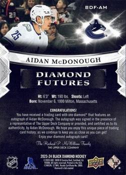 2023-24 Upper Deck Black Diamond - Diamond Futures Auto Diamond Relics Purple #BDF-AM Aidan McDonough Back