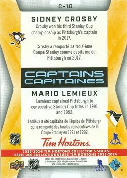 2023-24 Upper Deck Tim Hortons Greatest Duos - Captain Connections #C-10 Sidney Crosby / Mario Lemieux Back
