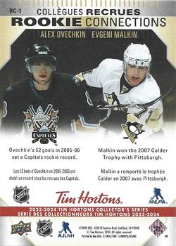 2023-24 Upper Deck Tim Hortons Greatest Duos - Rookie Connections #RC-1 Alex Ovechkin / Evgeni Malkin Back
