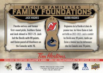 2023-24 Upper Deck Tim Hortons Greatest Duos - Family Foundations #FF-4 Jack Hughes / Quinn Hughes Back
