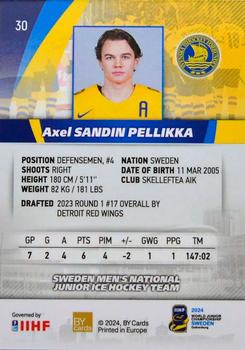 2024 BY Cards IIHF World Junior Championship #30 Axel Sandin Pellikka Back