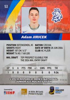 2024 BY Cards IIHF World Junior Championship #53 Adam Jiricek Back