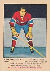 1951-52 Parkhurst #1 Elmer James Lach Front