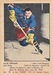 1951-52 Parkhurst #99 Gaye Stewart Front
