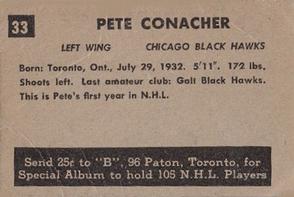 1952-53 Parkhurst #33 Pete Conacher Back