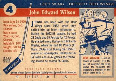 1954-55 Topps #4 Johnny Wilson Back