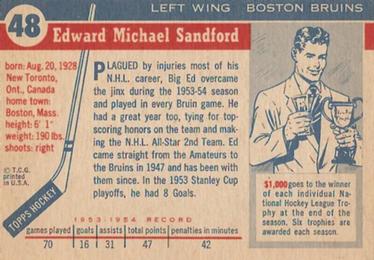1954-55 Topps #48 Ed Sandford Back