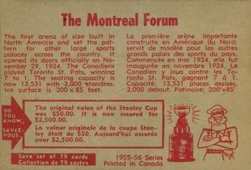 1955-56 Parkhurst #78 The Montreal Forum Back