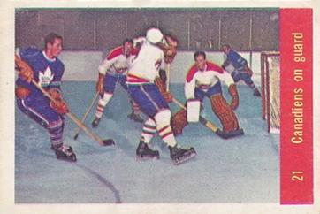 1957-58 Parkhurst #21 Canadiens on guard Front