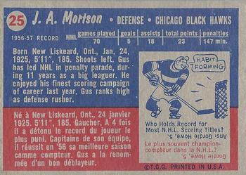 1957-58 Topps #25 Gus Mortson Back
