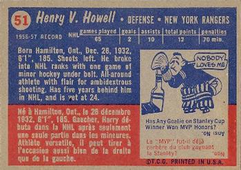 1957-58 Topps #51 Harry Howell Back