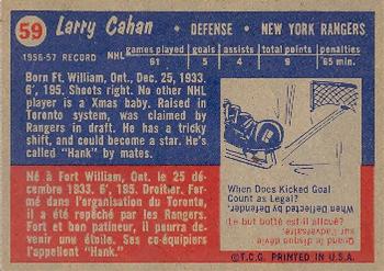 1957-58 Topps #59 Larry Cahan Back