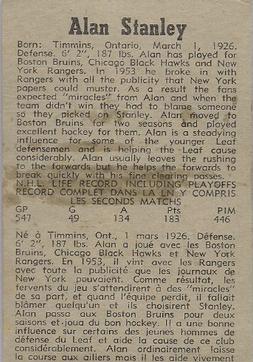1958-59 Parkhurst #23 Allan Stanley Back