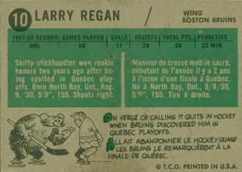 1958-59 Topps #10 Larry Regan Back