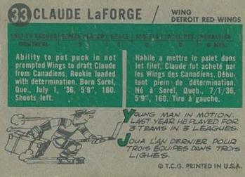 1958-59 Topps #33 Claude LaForge Back