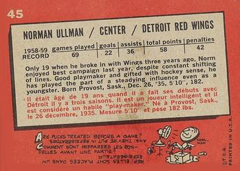 1959-60 Topps #45 Norm Ullman Back