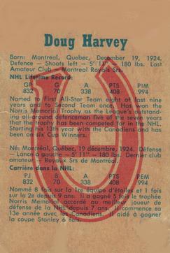 1960-61 Parkhurst #48 Doug Harvey Back