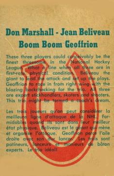 1960-61 Parkhurst #59 Boom Boom Geoffrion / Jean Beliveau / Don Marshall Back