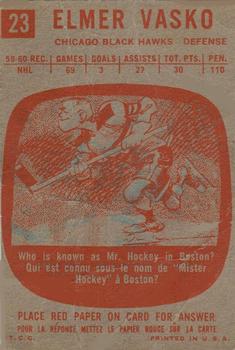 1960-61 Topps #23 Elmer Vasko Back