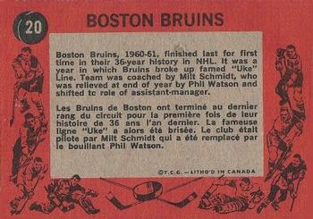 1961-62 Topps #20 Boston Bruins Back