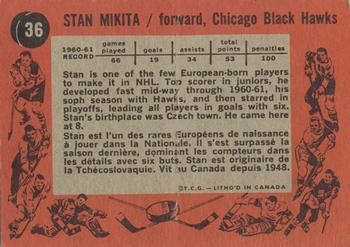 1961-62 Topps #36 Stan Mikita Back
