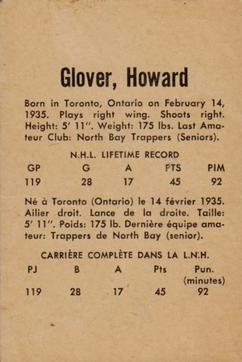 1962-63 Parkhurst #28 Howie Glover Back