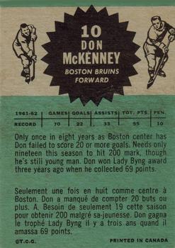 1962-63 Topps #10 Don McKenney Back