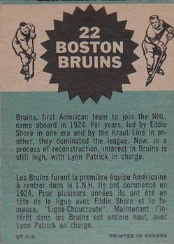 1962-63 Topps #22 Boston Bruins Back