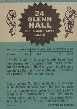 1962-63 Topps #24 Glenn Hall Back