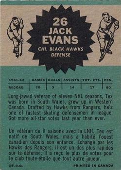 1962-63 Topps #26 Jack Evans Back