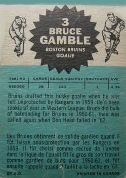 1962-63 Topps #3 Bruce Gamble Back
