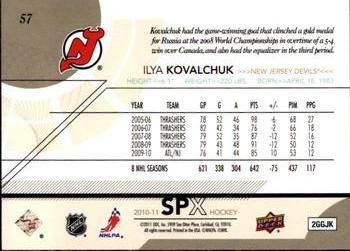 2010-11 SPx #57 Ilya Kovalchuk  Back