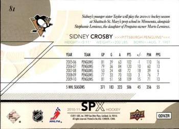 2010-11 SPx #81 Sidney Crosby  Back