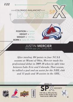 2010-11 SPx #122 Justin Mercier  Back