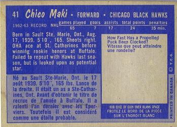 1963-64 Topps #41 Chico Maki Back