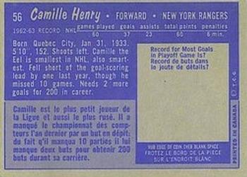 1963-64 Topps #56 Camille Henry Back