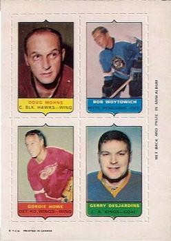1969-70 O-Pee-Chee - Four-in-One Mini-Cards #NNO Doug Mohns / Bob Woytowich / Gordie Howe / Gerry Desjardins Front