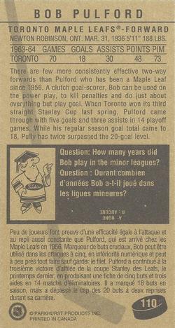 1994-95 Parkhurst Tall Boys 1964-65 #110 Bob Pulford Back