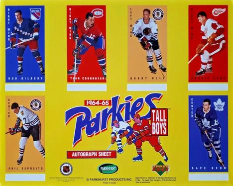 1994-95 Parkhurst Tall Boys 1964-65 #NNO Autograph Sheet Front