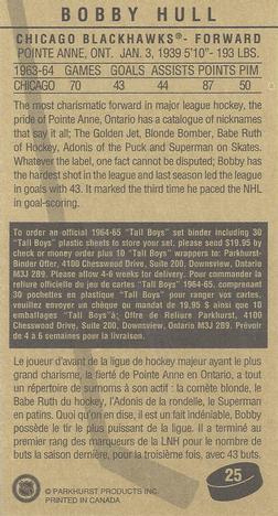 1994-95 Parkhurst Tall Boys 1964-65 #25 Bobby Hull Back